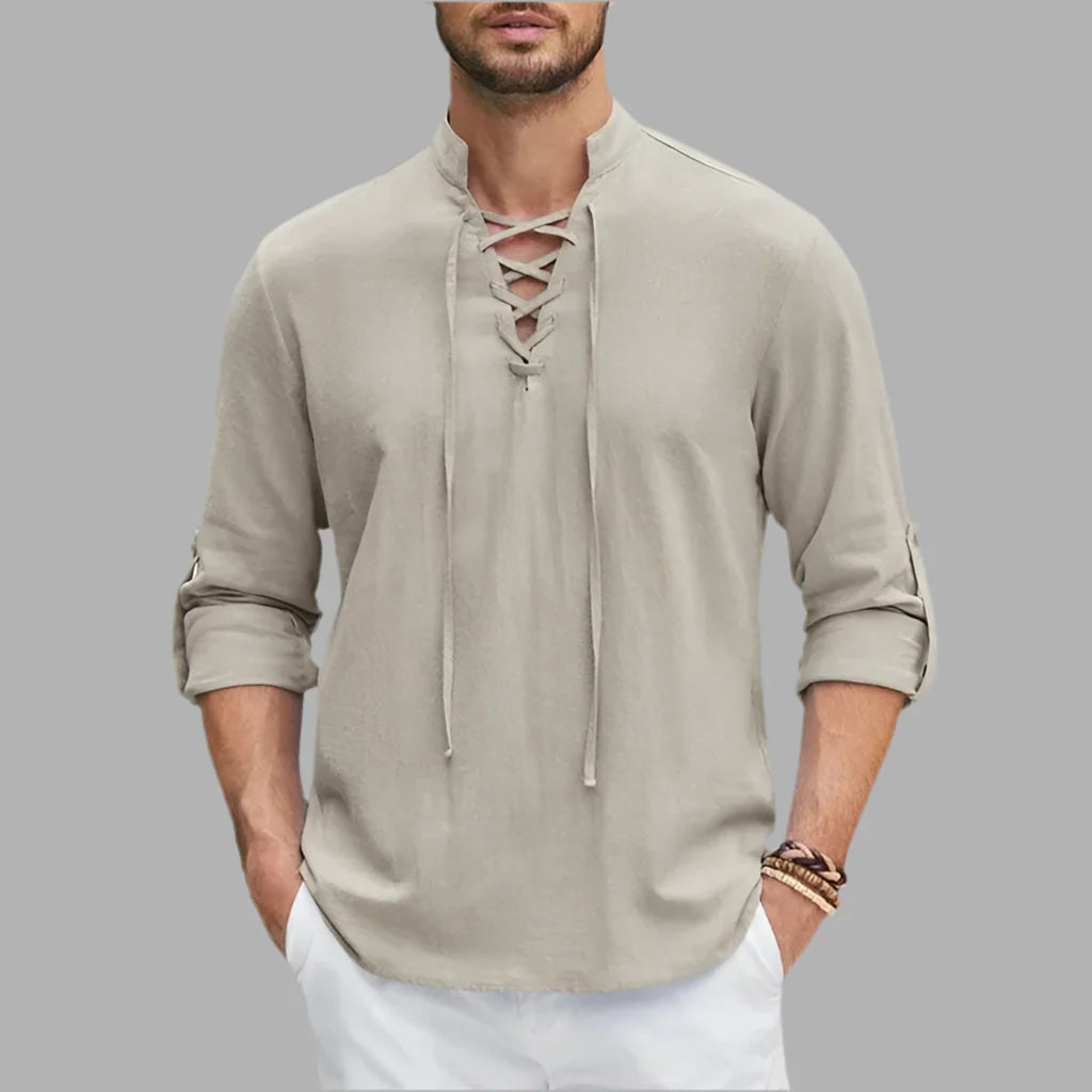 Męska koszula z wiązaniem pod szyją | Styl casualowy