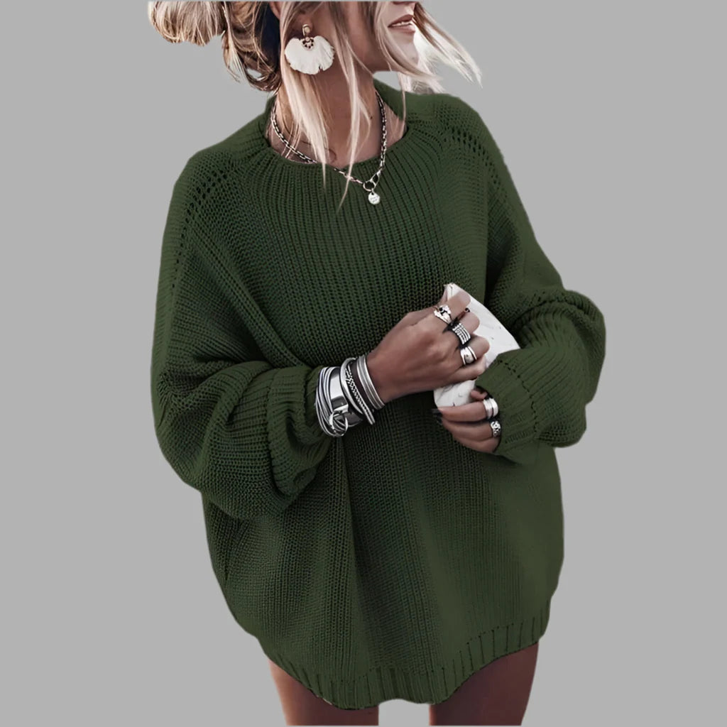 Damski luźny sweter o grubym splocie | Styl casualowy