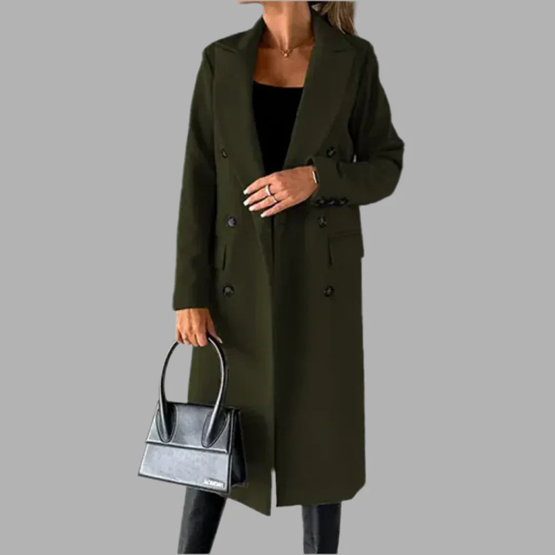 Damski płaszcz wełniany z guzikami | Styl elegancki