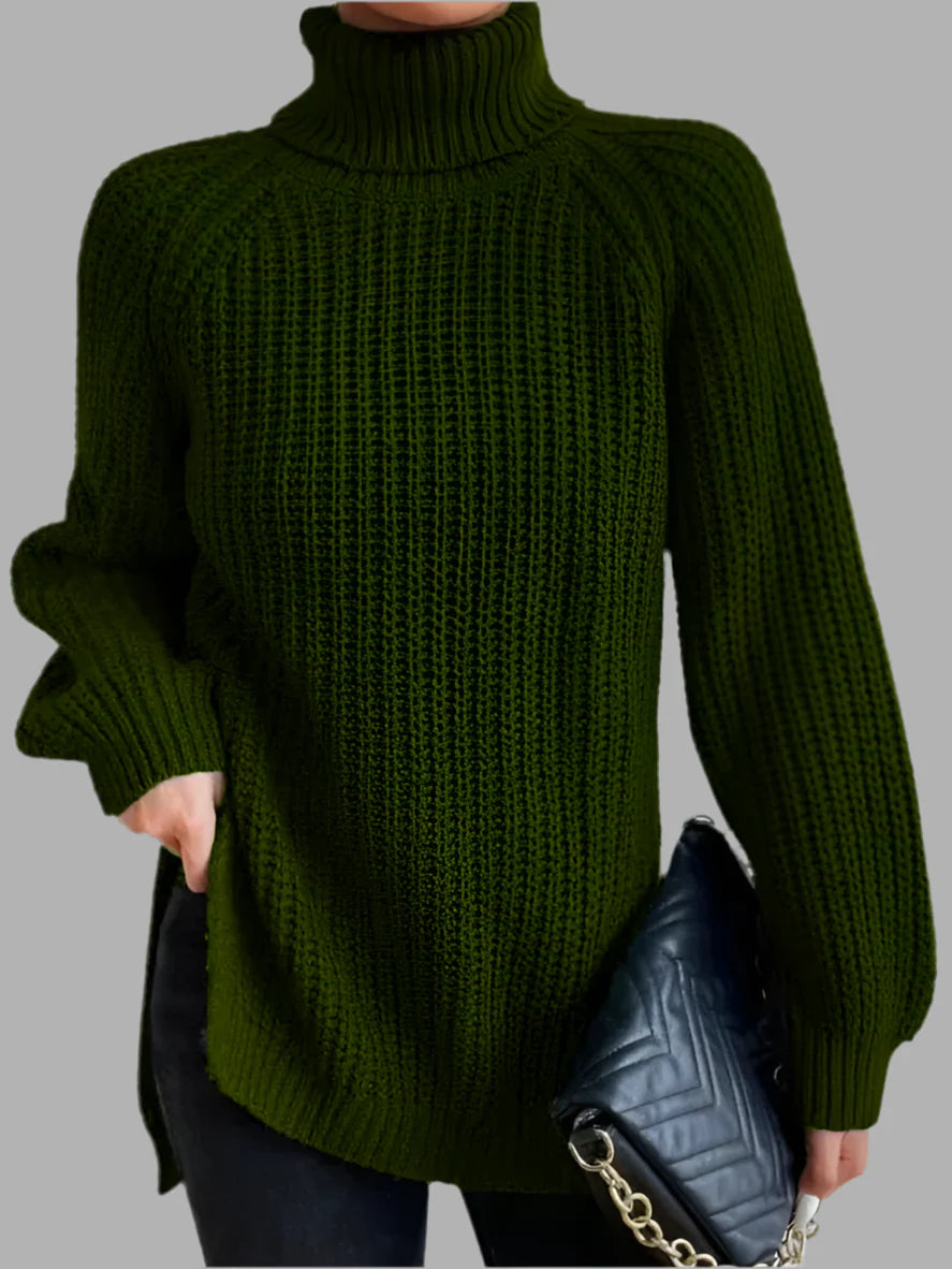 Damski sweter z golfem o luźnym kroju | Styl elegancki