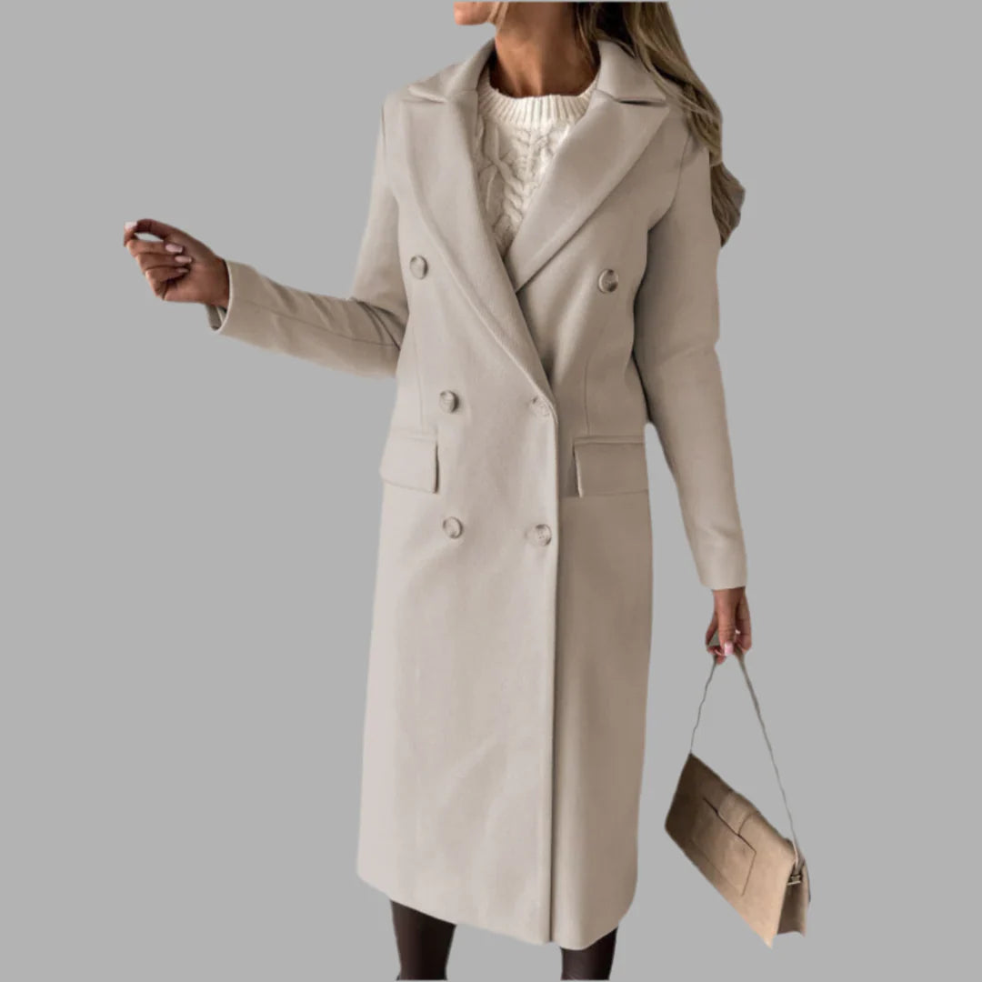 Damski płaszcz wełniany z guzikami | Styl elegancki