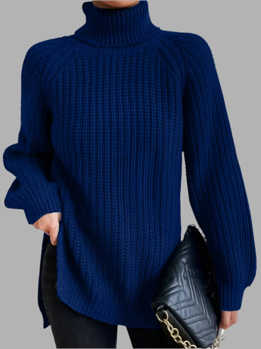 Damski sweter z golfem o luźnym kroju | Styl elegancki