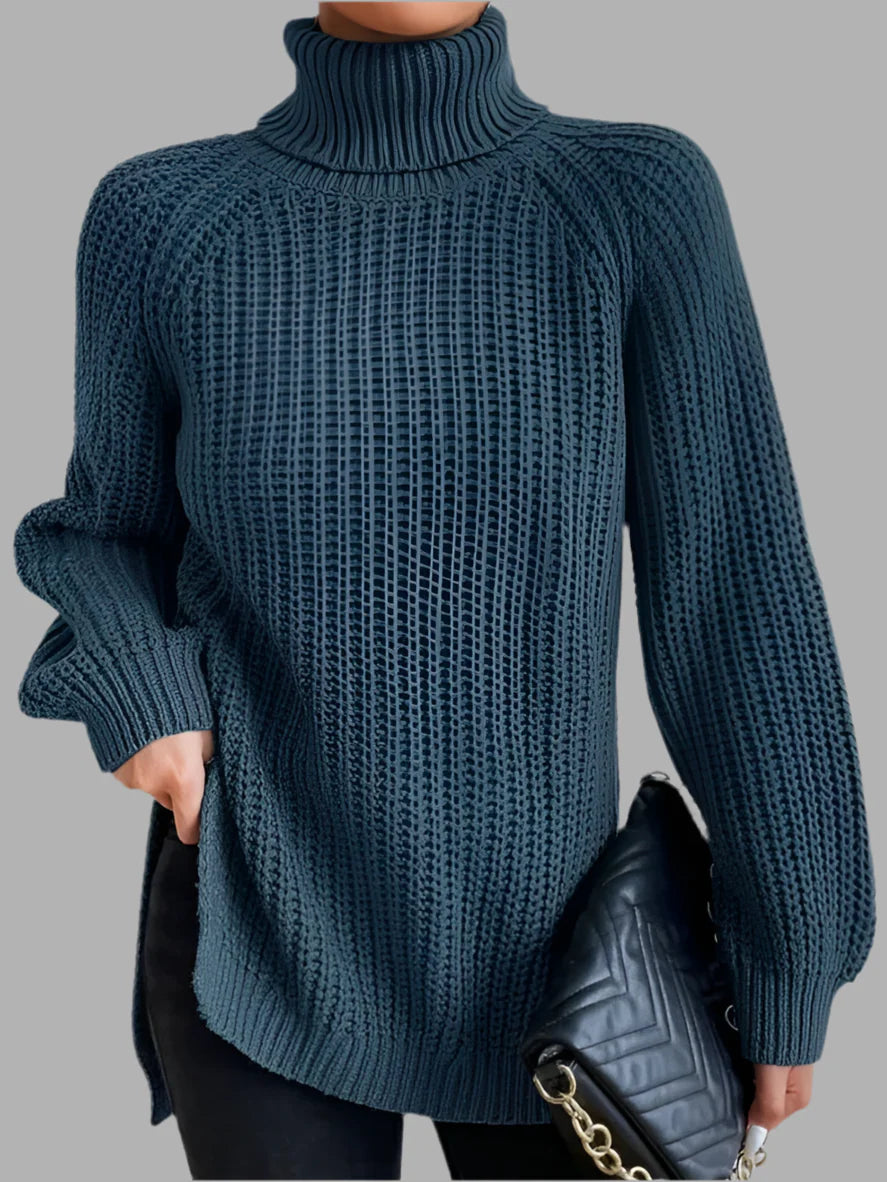 Damski sweter z golfem o luźnym kroju | Styl elegancki