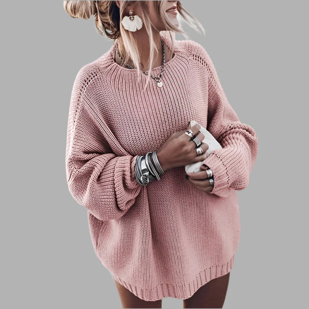 Damski luźny sweter o grubym splocie | Styl casualowy
