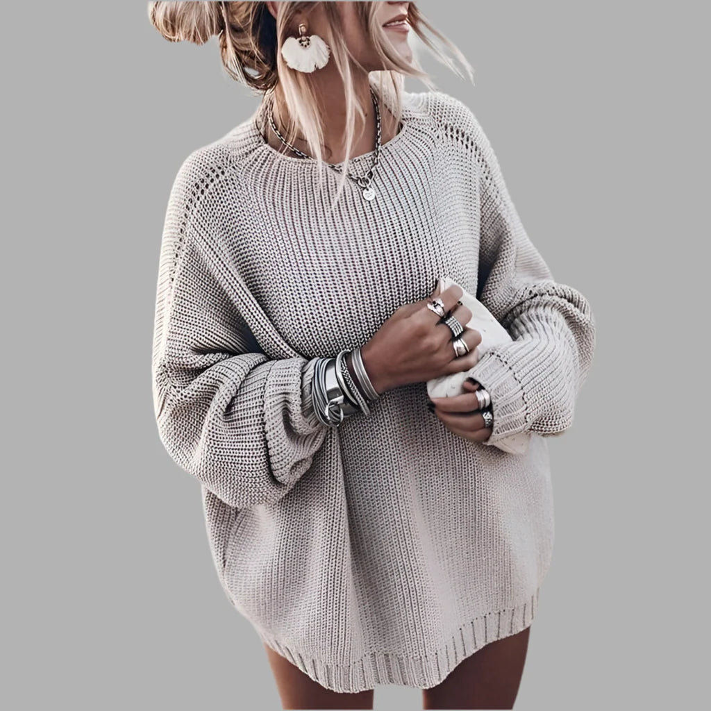 Damski luźny sweter o grubym splocie | Styl casualowy