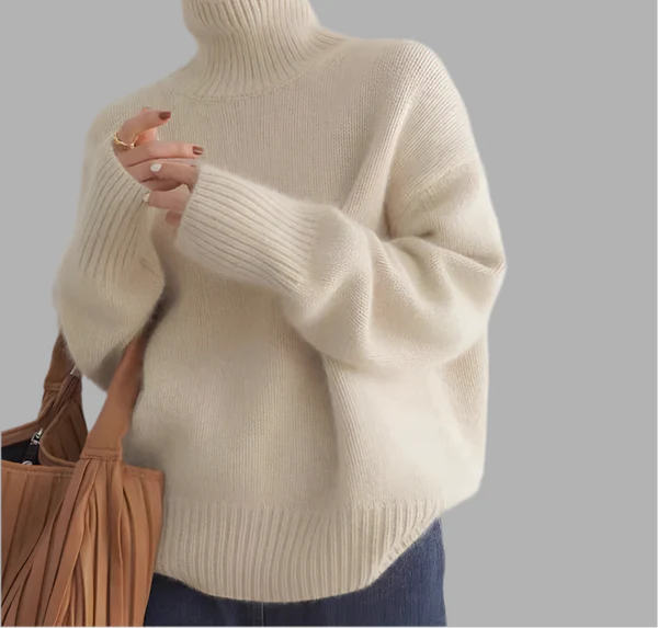 Damski golfowy sweter o luźnym kroju | Styl elegancki