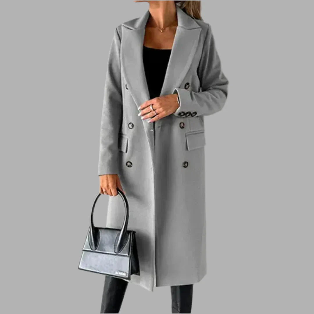 Damski płaszcz wełniany z guzikami | Styl elegancki