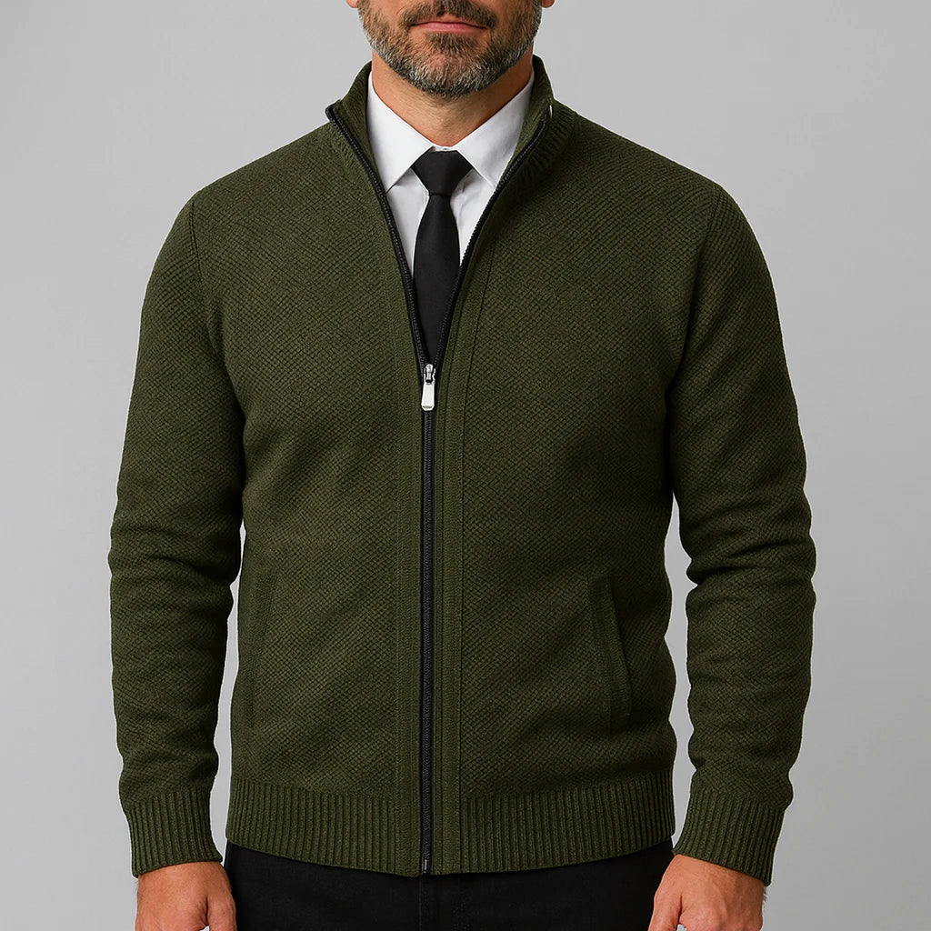 Męska dzianinowa kurtka zapinana na zamek | Styl casualowy