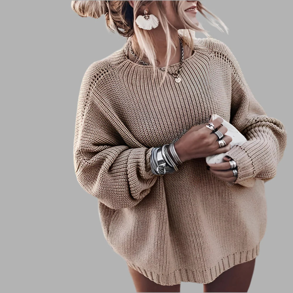 Damski luźny sweter o grubym splocie | Styl casualowy