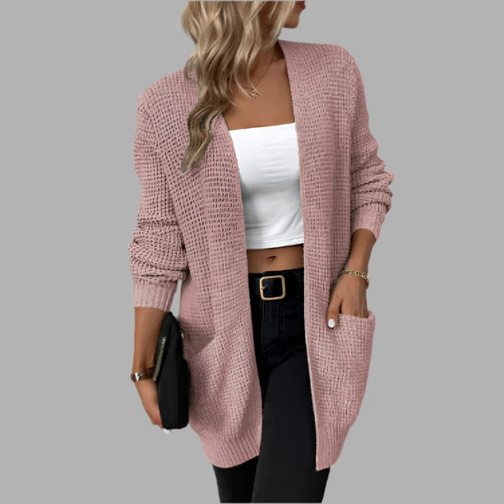 Damski kardigan z kieszeniami o luźnym kroju | Styl casualowy