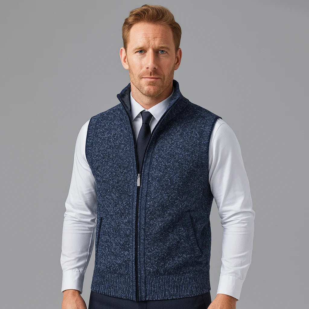 Męska kamizelka dzianinowa z zamkiem błyskawicznym | Styl elegancki