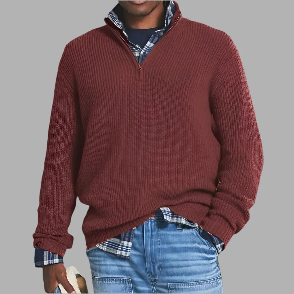 Męski sweter z zamkiem pod szyją | Styl casualowy