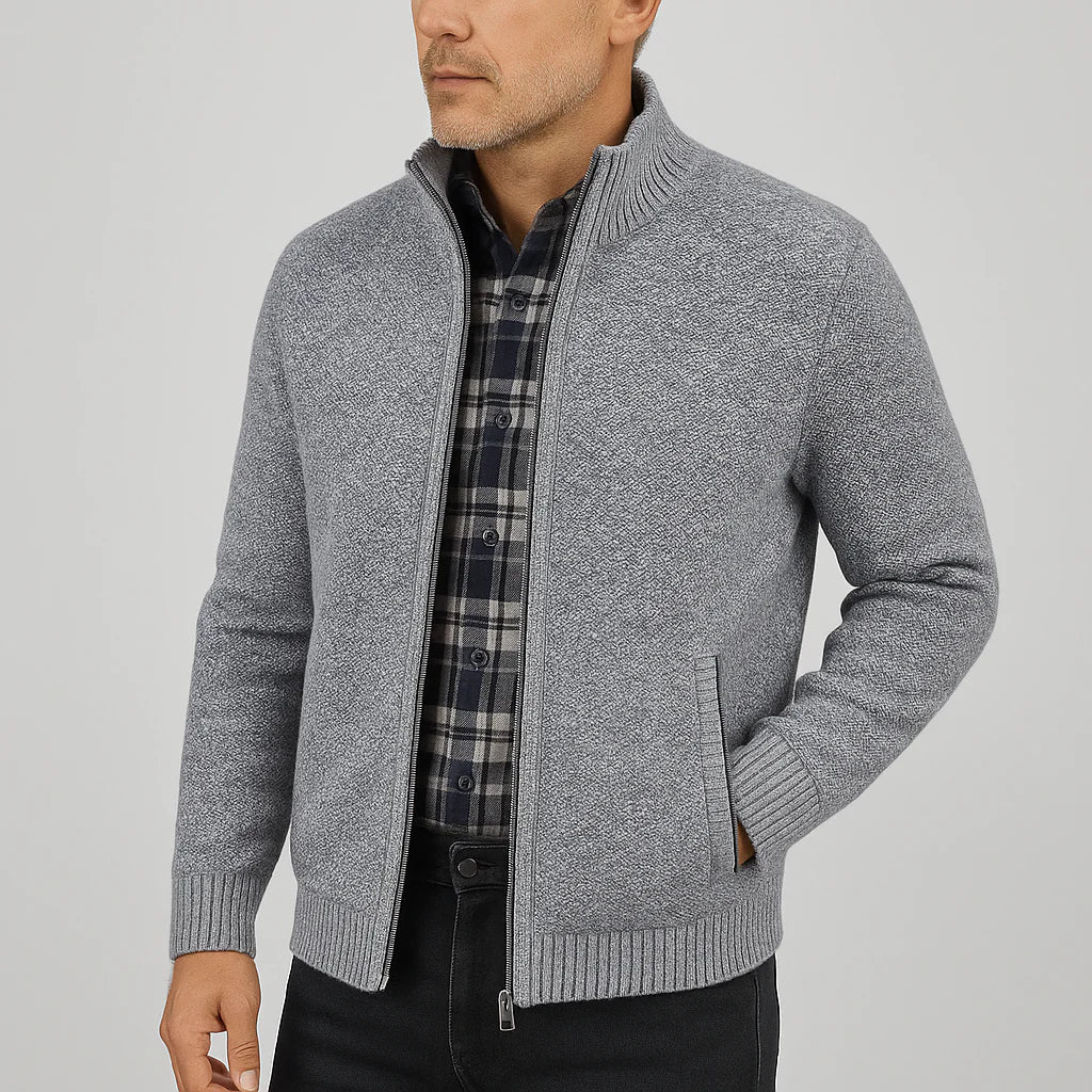 Męska bluza zapinana na zamek z prążkowanymi mankietami | Styl casualowy