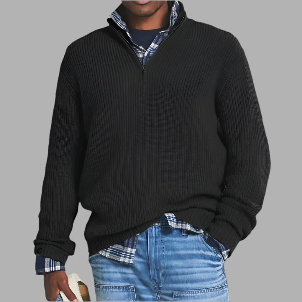 Męski sweter z zamkiem pod szyją | Styl casualowy