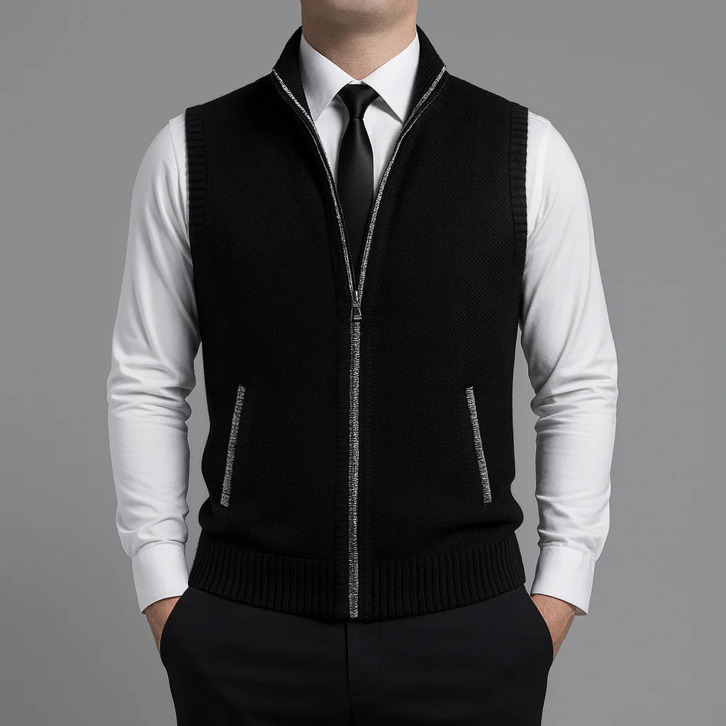 Męska kamizelka dzianinowa z zamkiem błyskawicznym | Styl elegancki