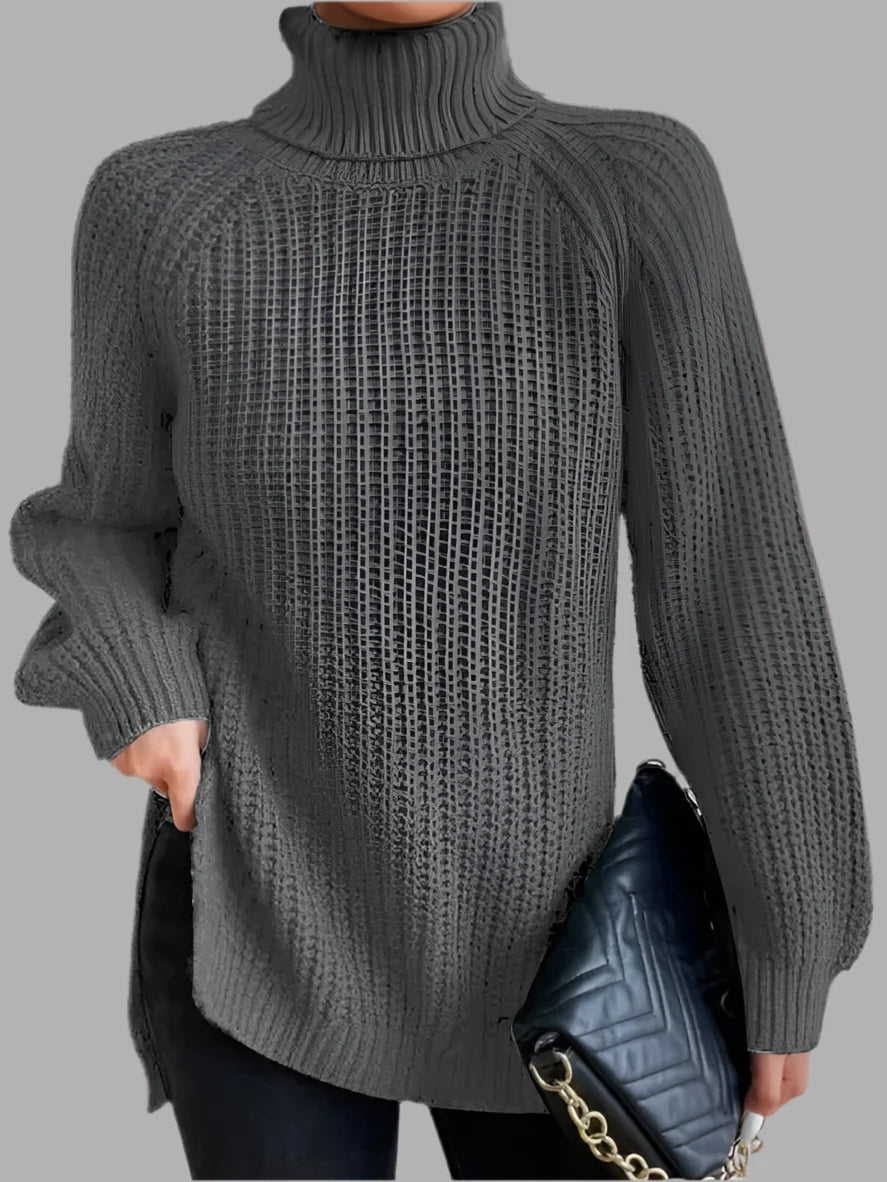Damski sweter z golfem o luźnym kroju | Styl elegancki