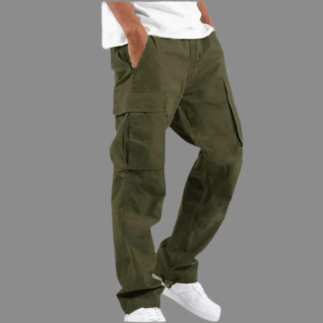 Męskie spodnie cargo z kieszeniami po bokach | Styl streetwear