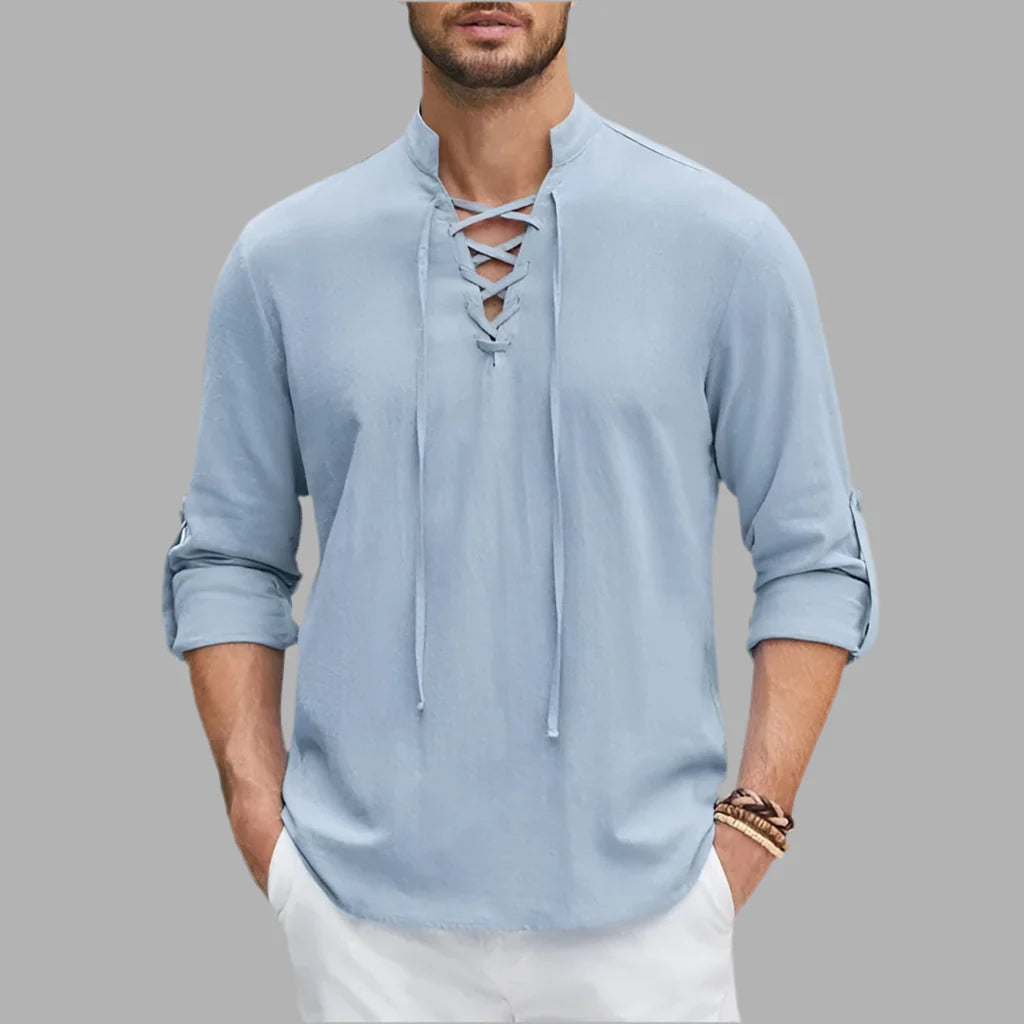 Męska koszula z wiązaniem pod szyją | Styl casualowy
