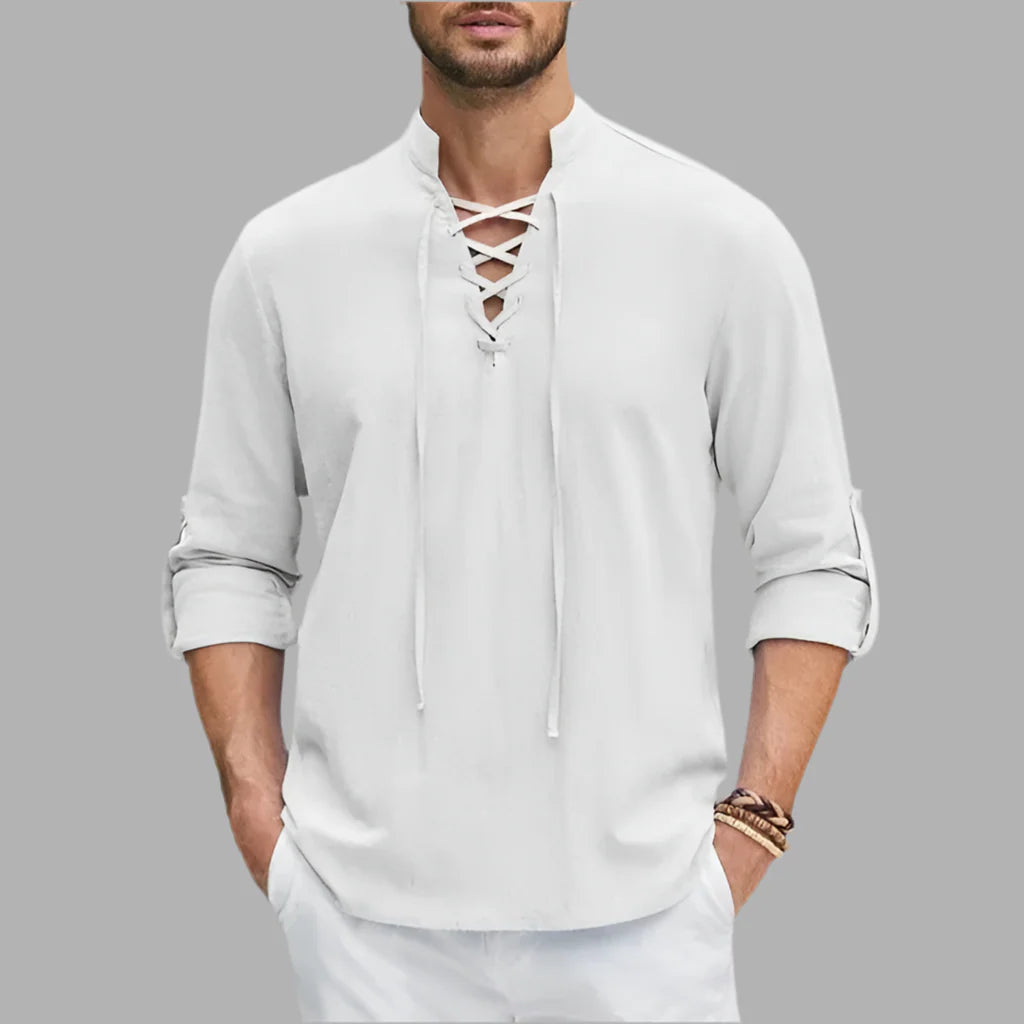 Męska koszula z wiązaniem pod szyją | Styl casualowy