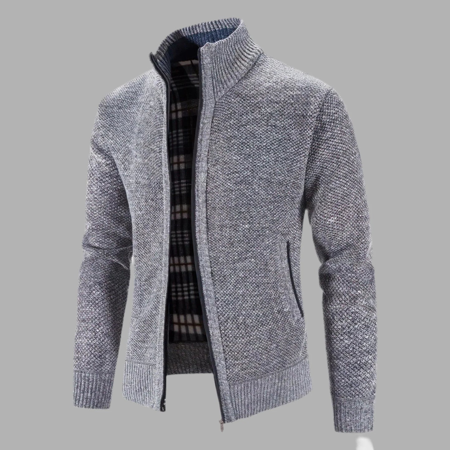 Męska bluza zapinana na zamek z prążkowanymi mankietami | Styl casualowy