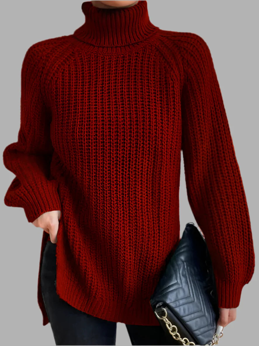 Damski sweter z golfem o luźnym kroju | Styl elegancki