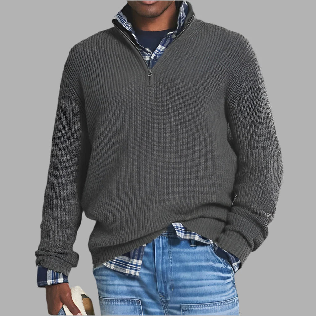 Męski sweter z zamkiem pod szyją | Styl casualowy