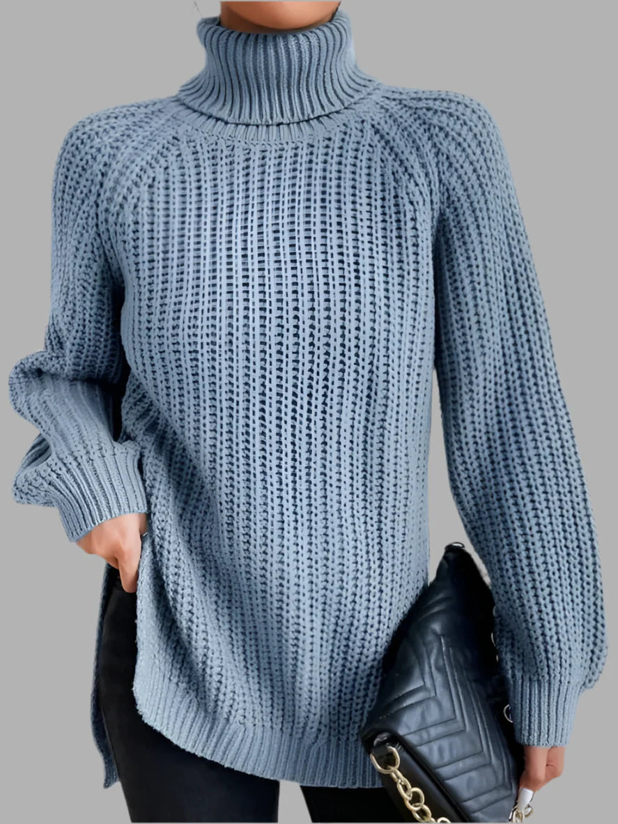 Damski sweter z golfem o luźnym kroju | Styl elegancki