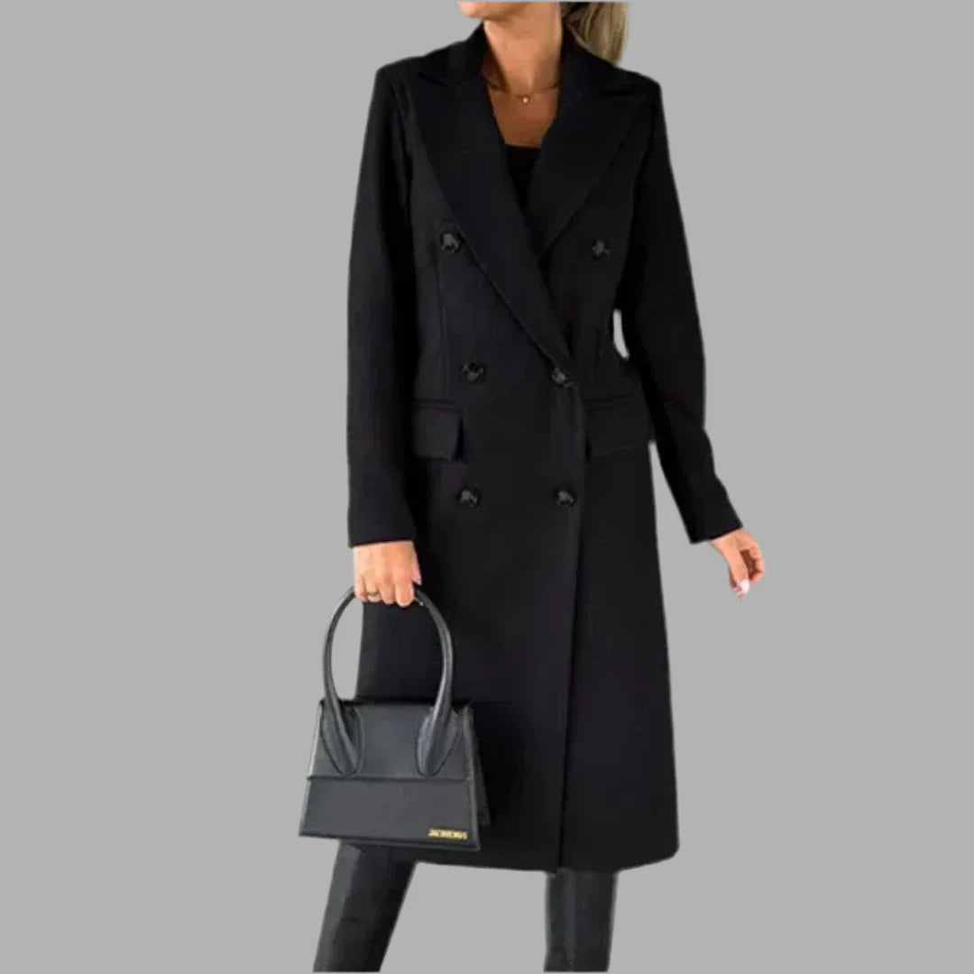 Damski płaszcz wełniany z guzikami | Styl elegancki