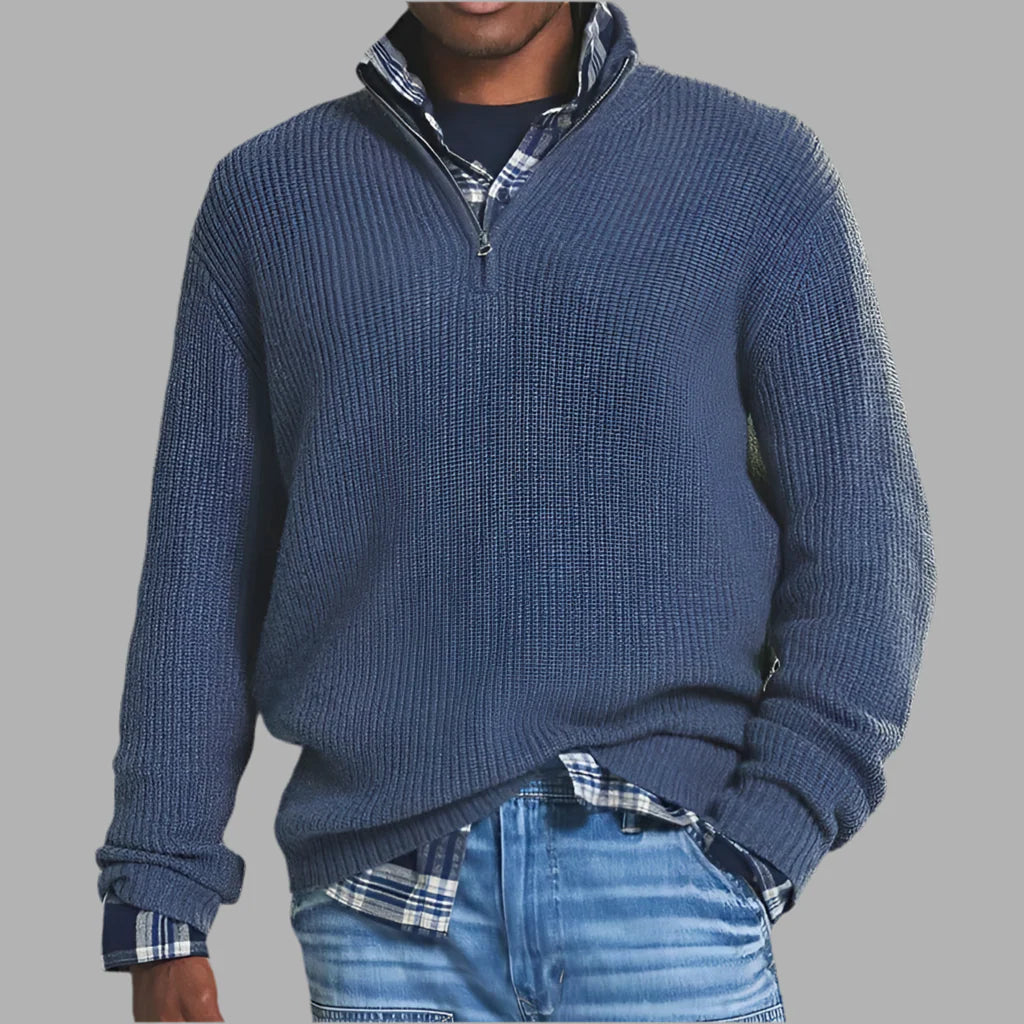 Męski sweter z zamkiem pod szyją | Styl casualowy
