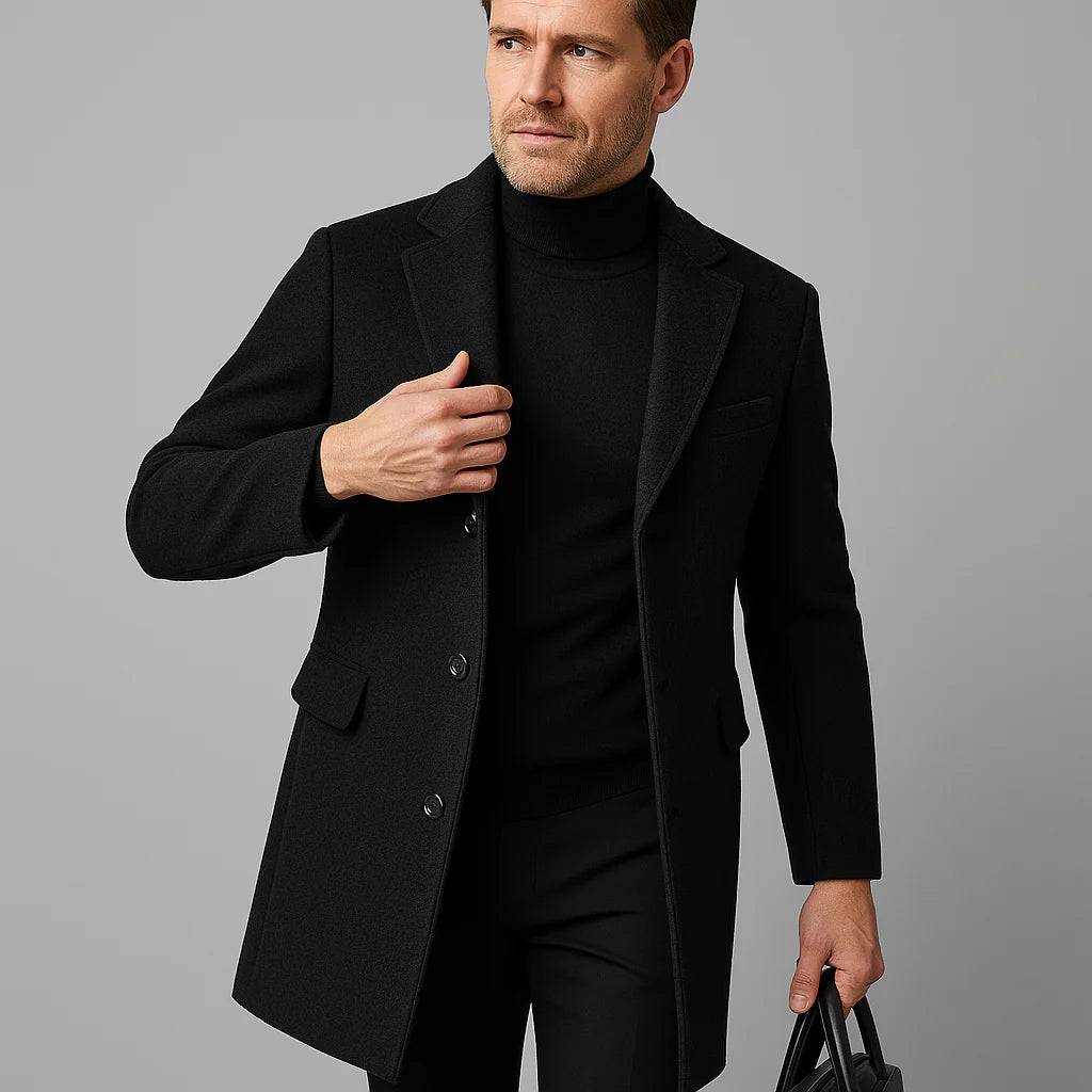 Męski elegancki płaszcz wełniany | Styl biznesowy