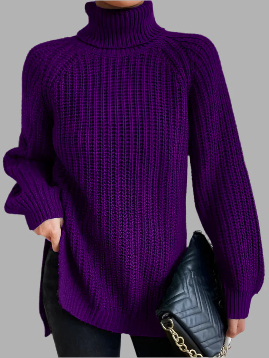 Damski sweter z golfem o luźnym kroju | Styl elegancki