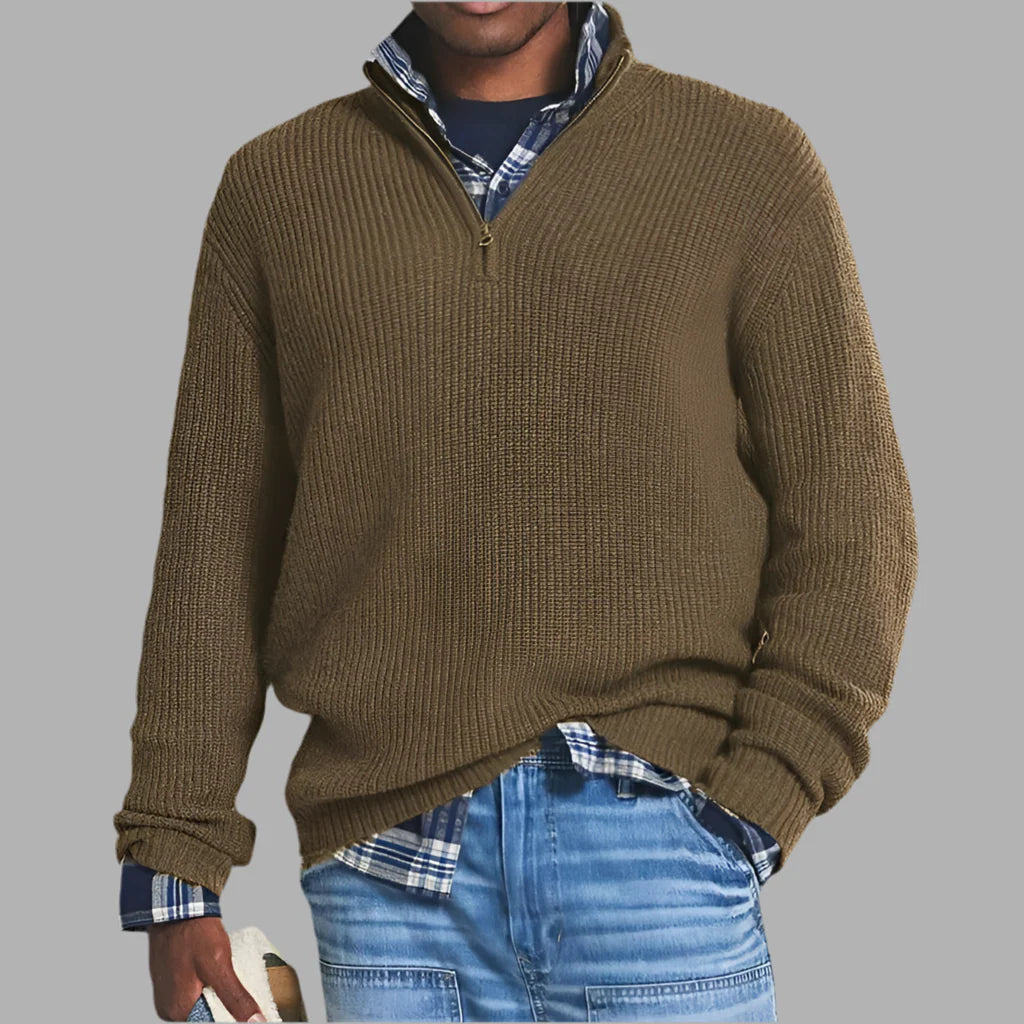 Męski sweter z zamkiem pod szyją | Styl casualowy