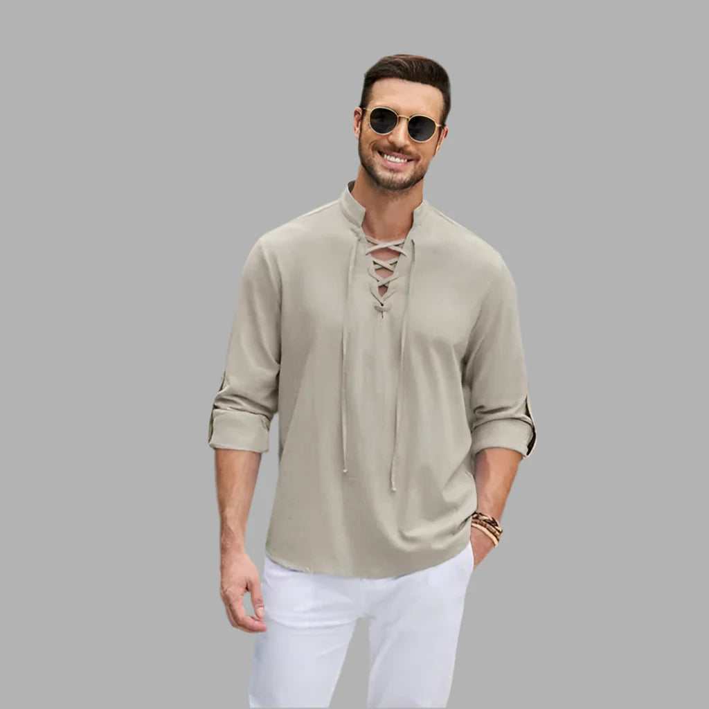 Męska koszula z wiązaniem pod szyją | Styl casualowy