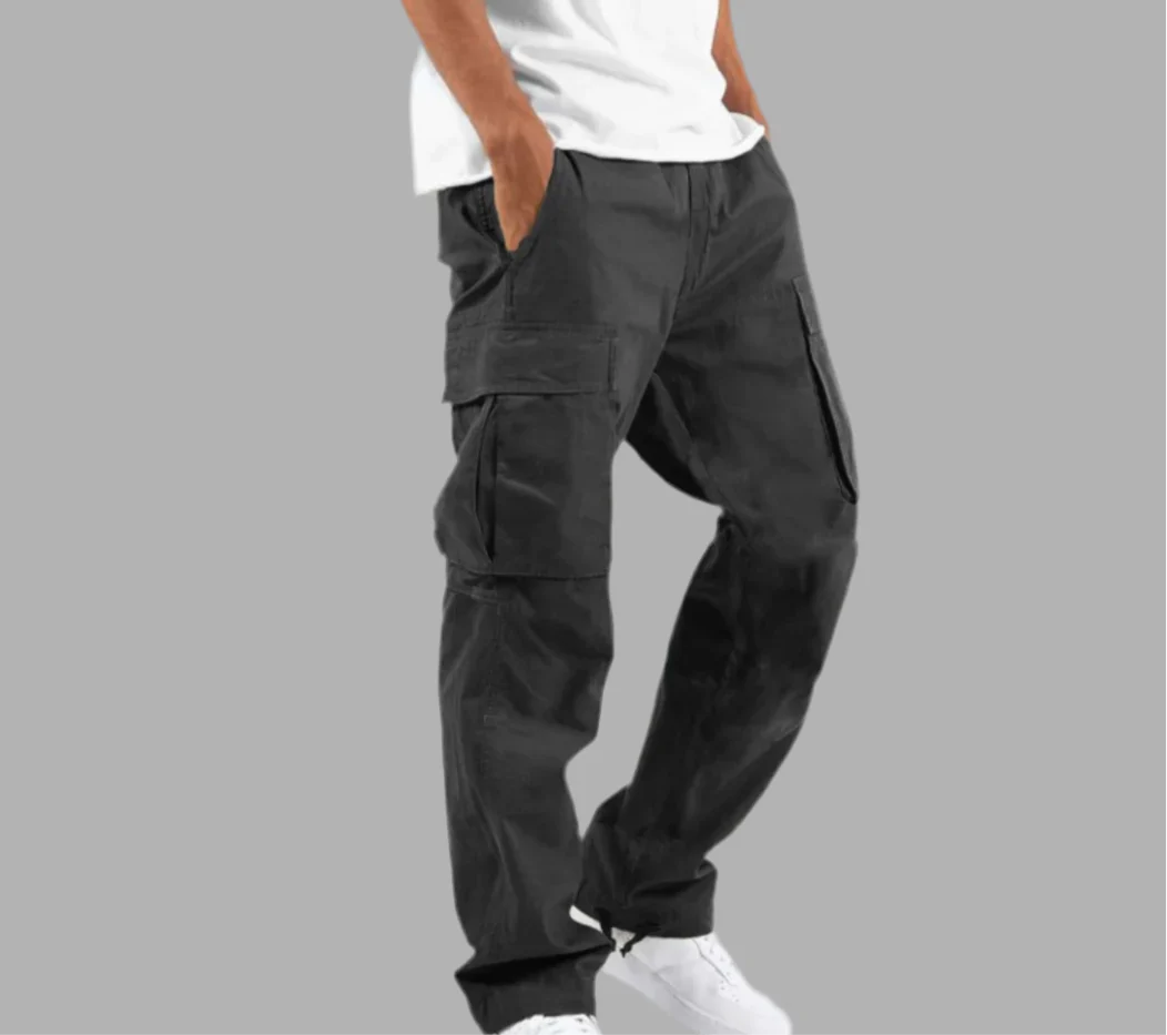 Męskie spodnie cargo z kieszeniami po bokach | Styl streetwear