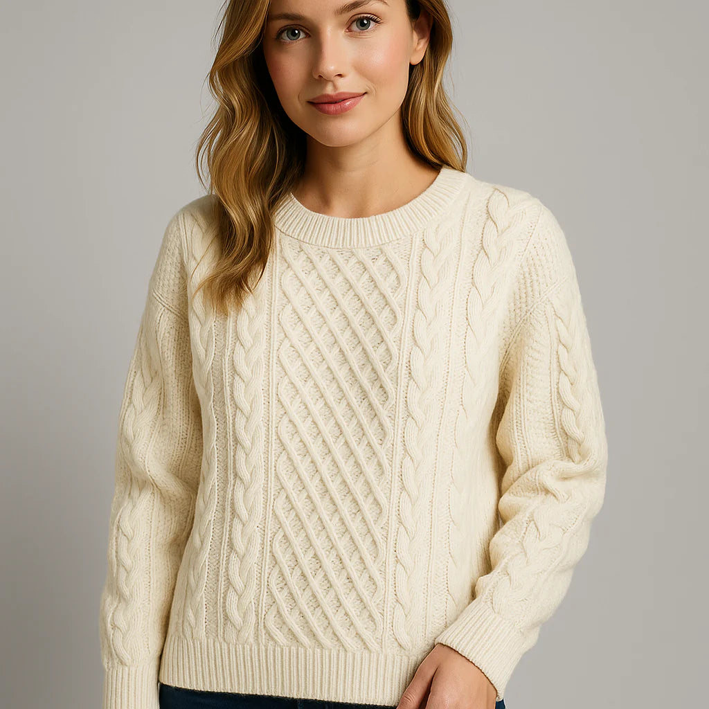 Damski sweter z dzianiny warkoczowej | Styl klasyczny