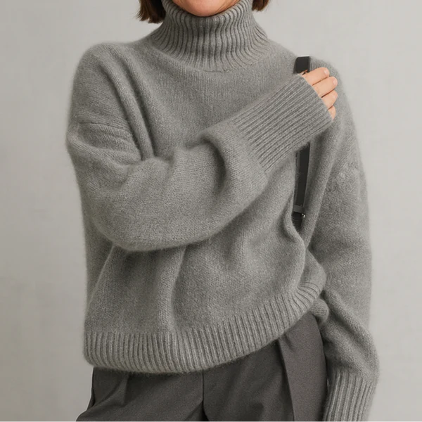 Damski golfowy sweter o luźnym kroju | Styl elegancki