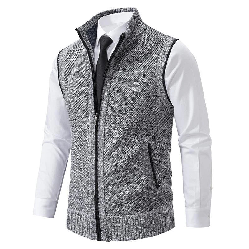 Męska kamizelka dzianinowa z zamkiem błyskawicznym | Styl elegancki