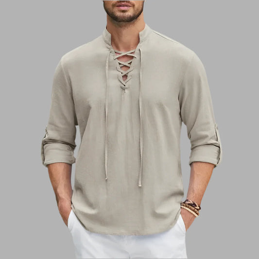 Męska koszula z wiązaniem pod szyją | Styl casualowy