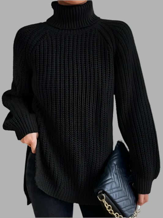 Damski sweter z golfem o luźnym kroju | Styl elegancki