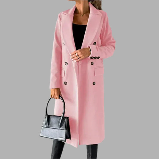 Damski płaszcz wełniany z guzikami | Styl elegancki