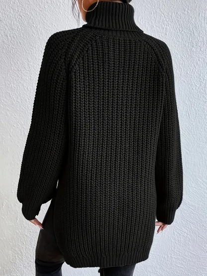 Damski sweter z golfem o luźnym kroju | Styl elegancki