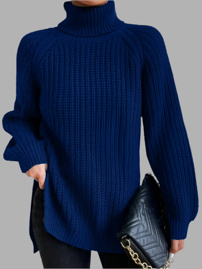 Damski sweter z golfem o luźnym kroju | Styl elegancki