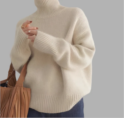 Damski golfowy sweter o luźnym kroju | Styl elegancki