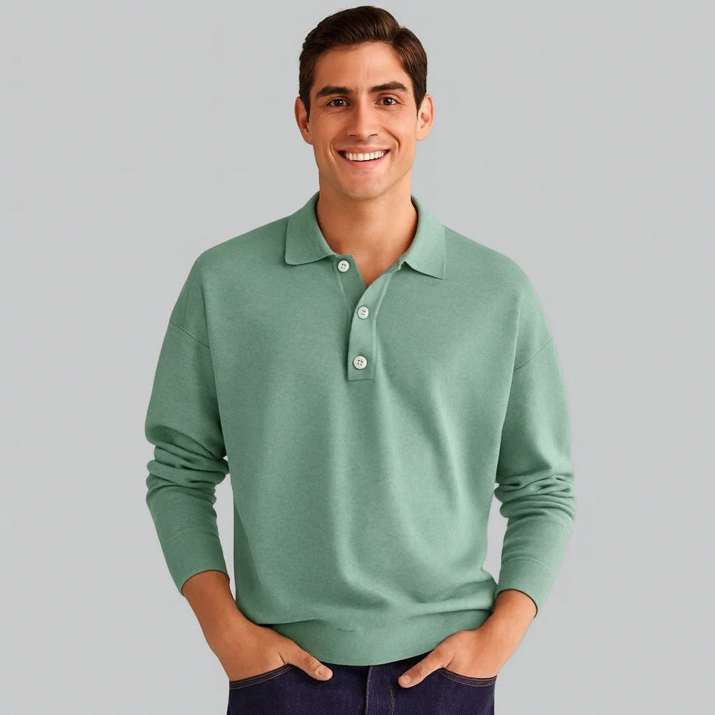 Męska koszulka polo z długim rękawem | Styl casualowy