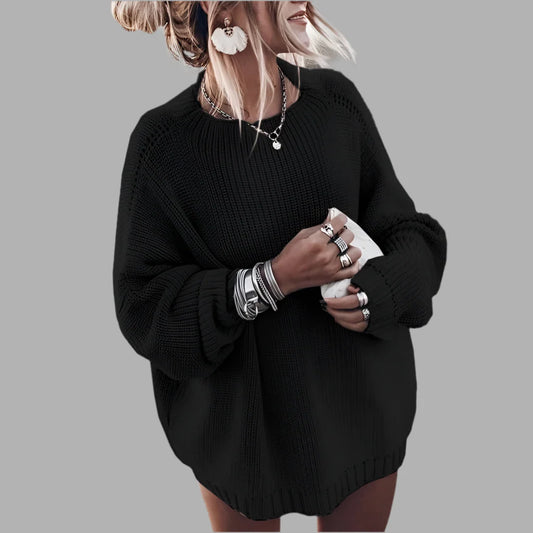 Damski luźny sweter o grubym splocie | Styl casualowy
