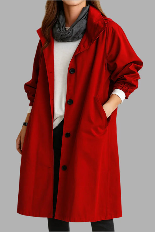 Damski płaszcz z guzikami o luźnym kroju | Styl elegancki