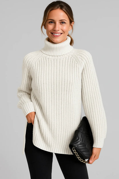 Damski sweter z golfem o luźnym kroju | Styl elegancki