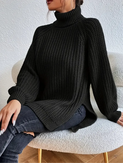 Damski sweter z golfem o luźnym kroju | Styl elegancki