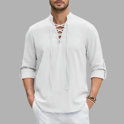 Męska koszula z wiązaniem pod szyją | Styl casualowy