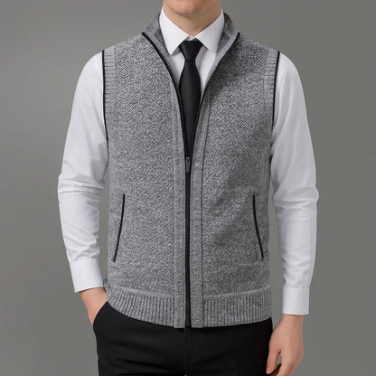 Męska kamizelka dzianinowa z zamkiem błyskawicznym | Styl elegancki
